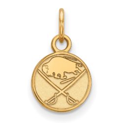 SS 14k Yellow Gold Plated NHL Buffalo Sabres XS (Tiny) Disc Charm