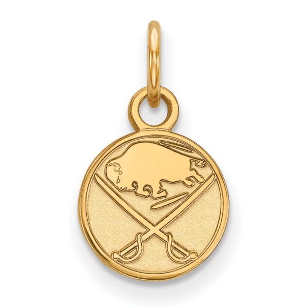 SS 14k Yellow Gold Plated NHL Buffalo Sabres XS (Tiny) Disc Charm