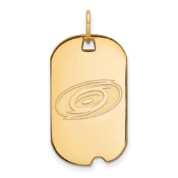 SS 14k Yellow Gold Plated NHL Carolina Hurricanes Dog Tag Pendant