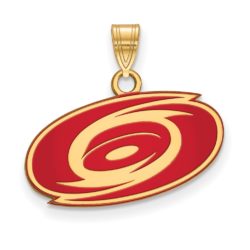 SS 14k Yellow Gold Plated NHL Carolina Hurricanes SM Enamel Pendant