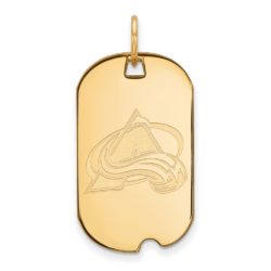 SS 14k Yellow Gold Plated NHL Colorado Avalanche Dog Tag Pendant
