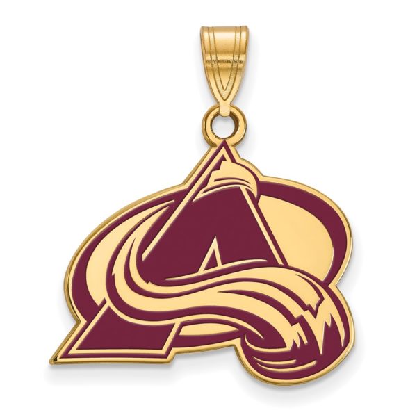 SS 14k Yellow Gold Plated NHL Colorado Avalanche LG Enamel Pendant