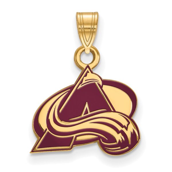 SS 14k Yellow Gold Plated NHL Colorado Avalanche SM Enamel Pendant