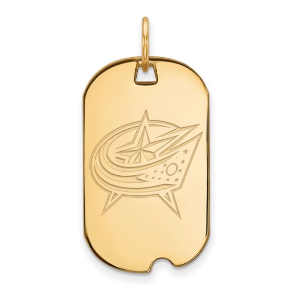 SS 14k Yellow Gold Plated NHL Columbus Blue Jackets Dog Tag Pendant