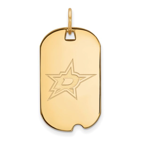 SS 14k Yellow Gold Plated NHL Dallas Stars Dog Tag Pendant