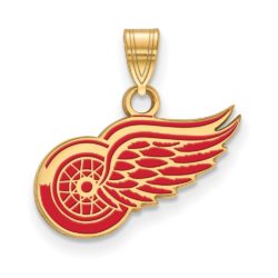 SS 14k Yellow Gold Plated NHL Detroit Red Wings SM Enamel Pendant