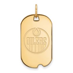 SS 14k Yellow Gold Plated NHL Edmonton Oilers Dog Tag Pendant