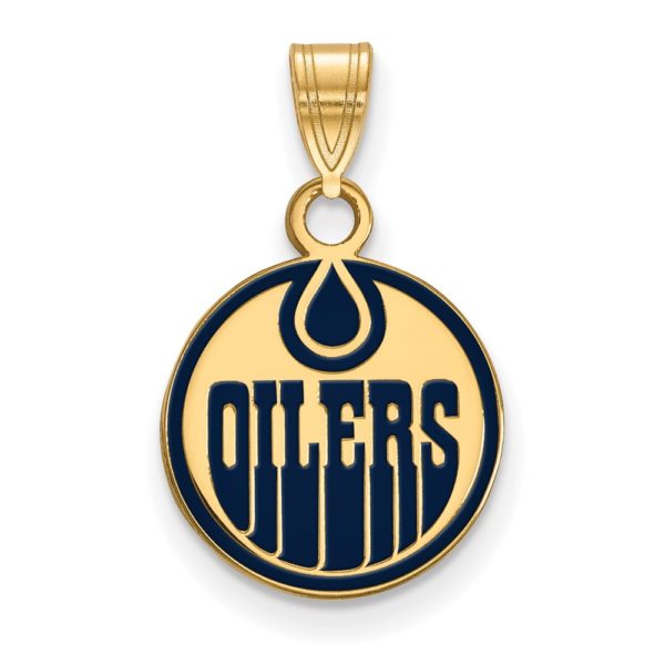 SS 14k Yellow Gold Plated NHL Edmonton Oilers SM Enamel Disc Pendant