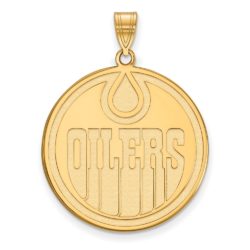 SS 14k Yellow Gold Plated NHL Edmonton Oilers XL Disc Pendant