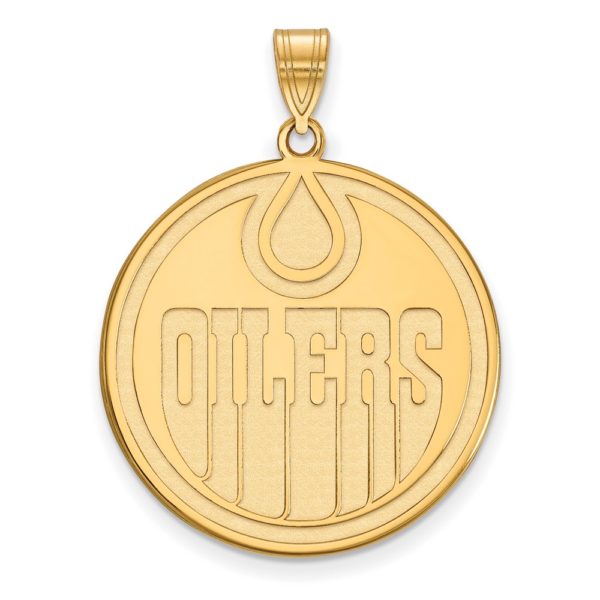 SS 14k Yellow Gold Plated NHL Edmonton Oilers XL Disc Pendant