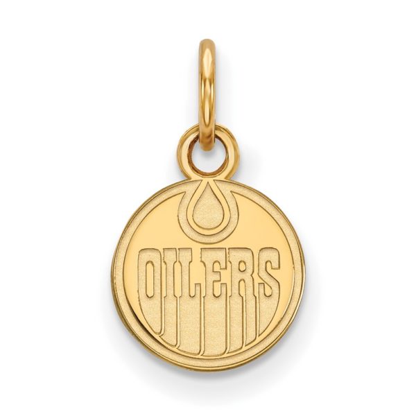 SS 14k Yellow Gold Plated NHL Edmonton Oilers XS (Tiny) Disc Charm