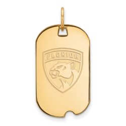 SS 14k Yellow Gold Plated NHL Florida Panthers Dog Tag Pendant