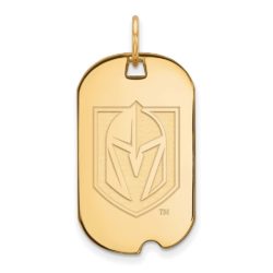 SS 14k Yellow Gold Plated NHL Golden Knights Dog Tag Pendant