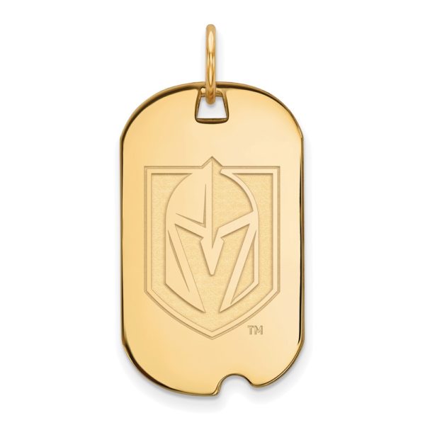 SS 14k Yellow Gold Plated NHL Golden Knights Dog Tag Pendant