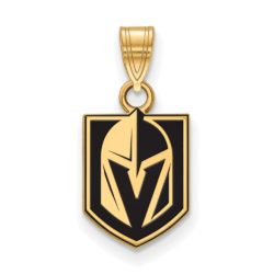 SS 14k Yellow Gold Plated NHL Golden Knights SM Enamel Pendant