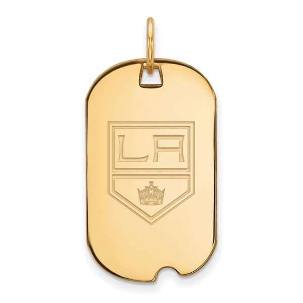 SS 14k Yellow Gold Plated NHL Los Angeles Kings Dog Tag Pendant