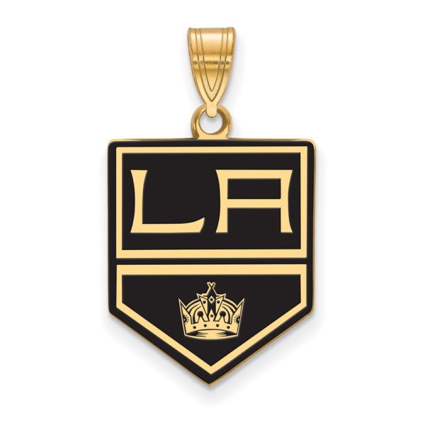 SS 14k Yellow Gold Plated NHL Los Angeles Kings LG Enamel Pendant