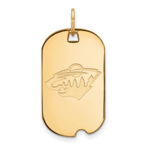 SS 14k Yellow Gold Plated NHL Minnesota Wild Dog Tag Pendant