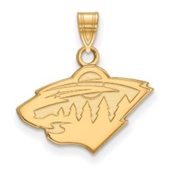 SS 14k Yellow Gold Plated NHL Minnesota Wild Small Pendant