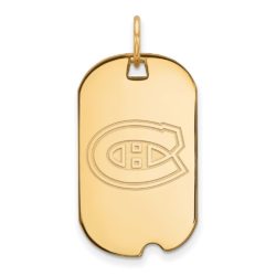 SS 14k Yellow Gold Plated NHL Montreal Canadiens Dog Tag Pendant