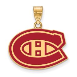 SS 14k Yellow Gold Plated NHL Montreal Canadiens MD Enamel Pendant