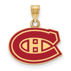 SS 14k Yellow Gold Plated NHL Montreal Canadiens SM Enamel Pendant