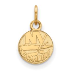 SS 14k Yellow Gold Plated NHL NY Islanders XS (Tiny) Disc Charm