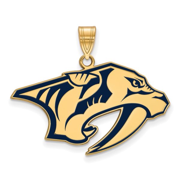 SS 14k Yellow Gold Plated NHL Nashville Predators LG Enamel Pendant