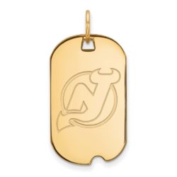 SS 14k Yellow Gold Plated NHL New Jersey Devils Dog Tag Pendant