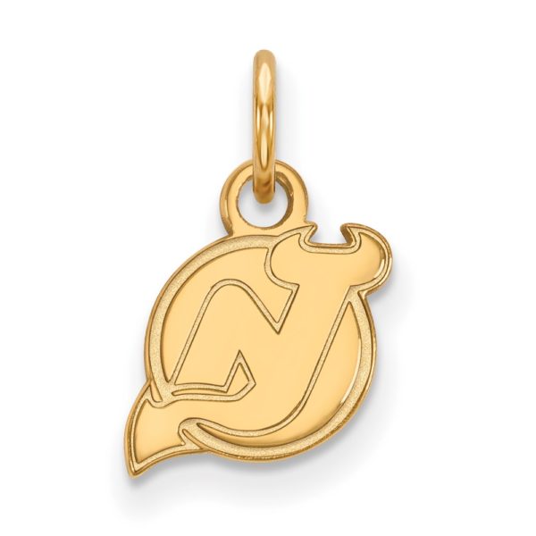 SS 14k Yellow Gold Plated NHL New Jersey Devils XS (Tiny) Charm