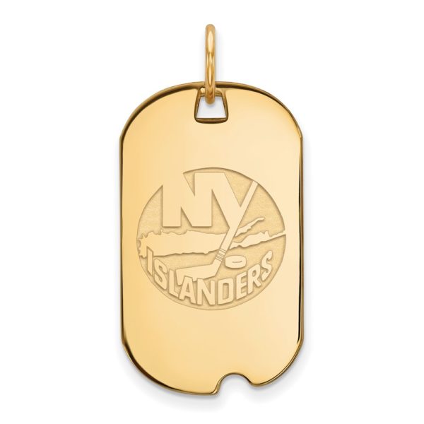 SS 14k Yellow Gold Plated NHL New York Islanders Dog Tag Pendant