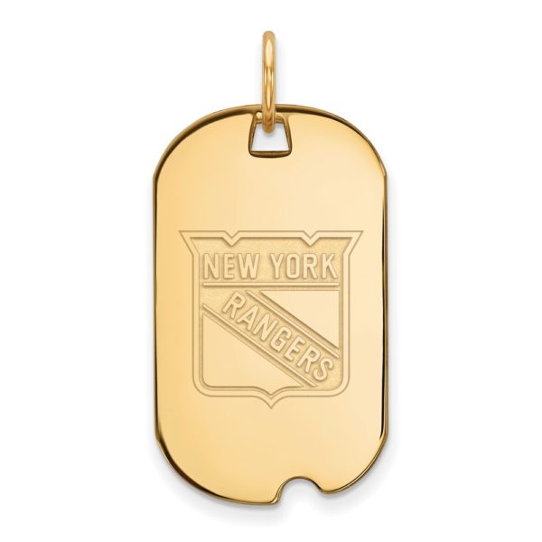 SS 14k Yellow Gold Plated NHL New York Rangers Dog Tag Pendant