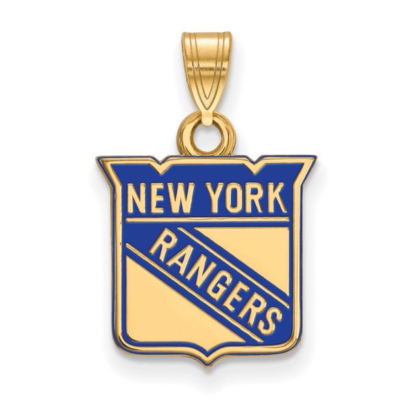 SS 14k Yellow Gold Plated NHL New York Rangers SM Enamel Pendant