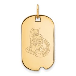 SS 14k Yellow Gold Plated NHL Ottawa Senators Dog Tag Pendant