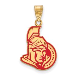 SS 14k Yellow Gold Plated NHL Ottawa Senators LG Enamel Pendant