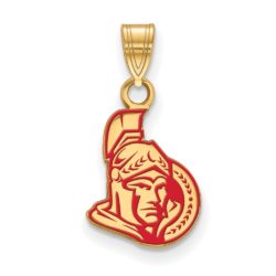 SS 14k Yellow Gold Plated NHL Ottawa Senators SM Enamel Pendant