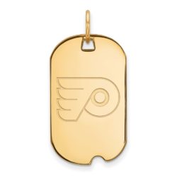 SS 14k Yellow Gold Plated NHL Philadelphia Flyers Dog Tag Pendant