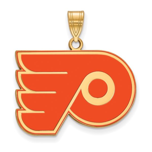 SS 14k Yellow Gold Plated NHL Philadelphia Flyers LG Enamel Pendant