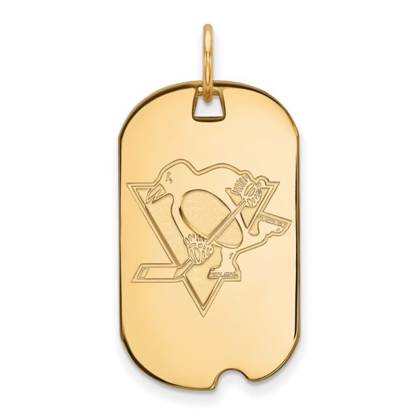 SS 14k Yellow Gold Plated NHL Pittsburgh Penguins Dog Tag Pendant