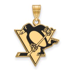 SS 14k Yellow Gold Plated NHL Pittsburgh Penguins LG Enamel Pendant