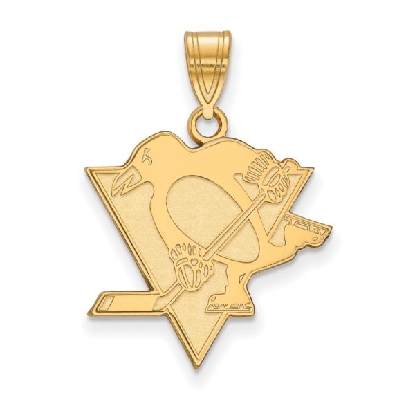 SS 14k Yellow Gold Plated NHL Pittsburgh Penguins Large Pendant