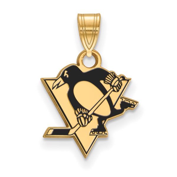 SS 14k Yellow Gold Plated NHL Pittsburgh Penguins SM Enamel Pendant