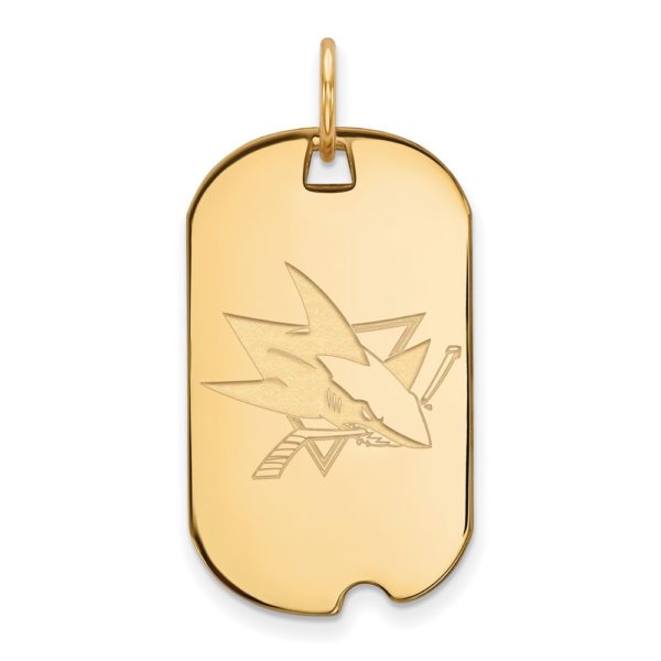 SS 14k Yellow Gold Plated NHL San Jose Sharks Dog Tag Pendant