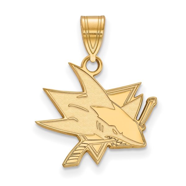 SS 14k Yellow Gold Plated NHL San Jose Sharks Medium Pendant