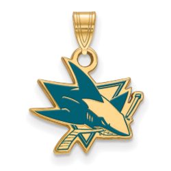 SS 14k Yellow Gold Plated NHL San Jose Sharks SM Enamel Pendant