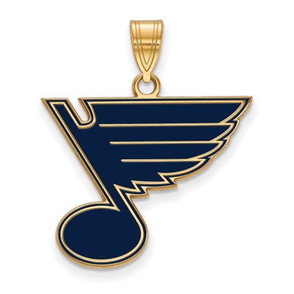 SS 14k Yellow Gold Plated NHL St. Louis Blues LG Enamel Pendant