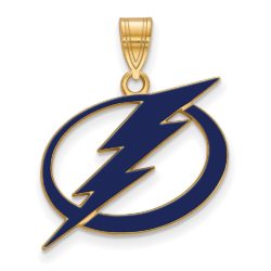 SS 14k Yellow Gold Plated NHL Tampa Bay Lightning LG Enamel Pendant