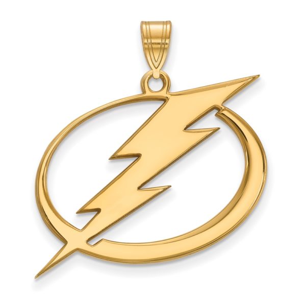 SS 14k Yellow Gold Plated NHL Tampa Bay Lightning XL Pendant