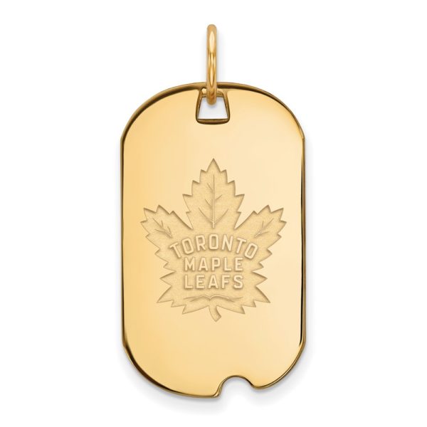 SS 14k Yellow Gold Plated NHL Toronto Maple Leafs Dog Tag Pendant