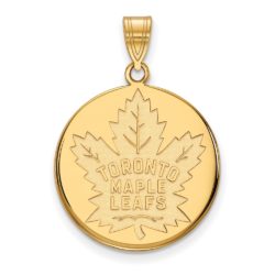 SS 14k Yellow Gold Plated NHL Toronto Maple Leafs LG Disc Pendant